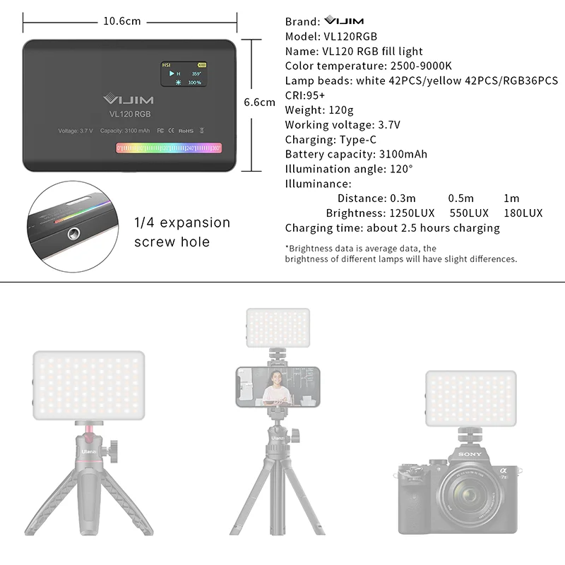 2026 New120 RGB Cep Boyu Dolgu - Photography Lighting incelemesi ve fiyatı